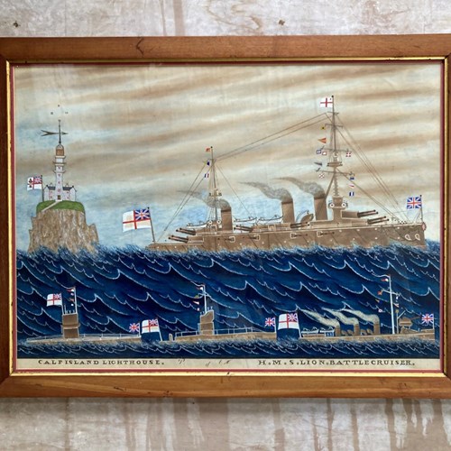 Naive Maritime Watercolour - HMS Lion