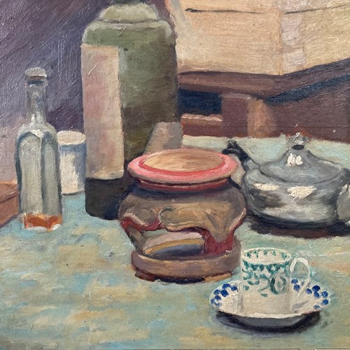 20Th C. Still Life Oil Painting - 'Cup And Saucer'