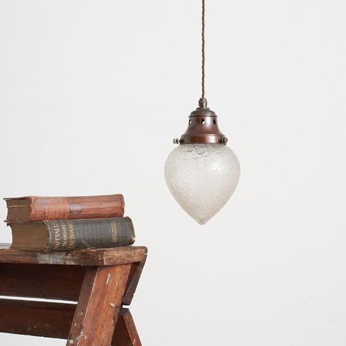 Antique Decorative Acorn Holophane Brass Pendant Light – A