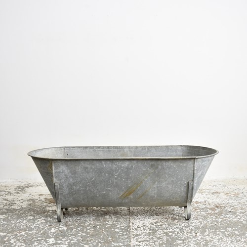 Large Vintage Galvanised Bath Planter -AV