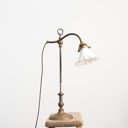 French Antique Brass Rise And Fall Pump Desk Lamp – B