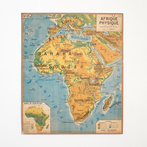 French Vintage Wall Map Delagrave – Africa No. 12