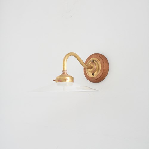 Antique French Coolie Milk Glass Kitchen Task Wall Light – Wall Plate – Swan Nec