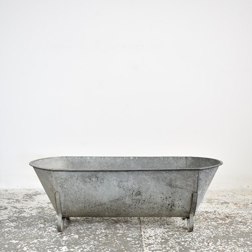 Large Vintage Galvanised Bath Planter -AX
