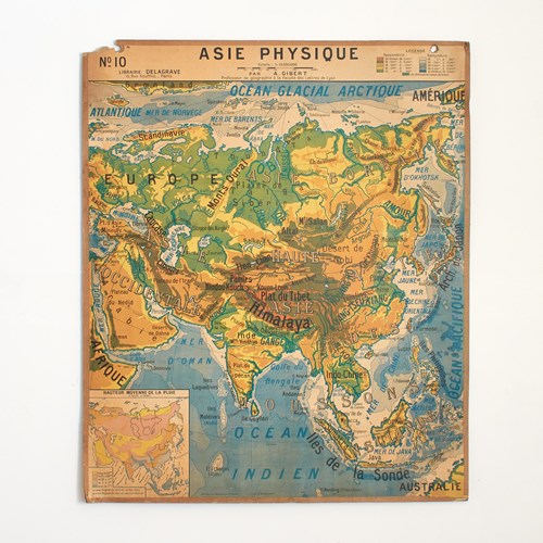French Vintage Wall Map Delagrave – Asia No. 10