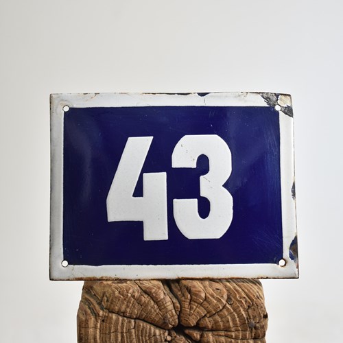 Antique Enamel House Number – 43