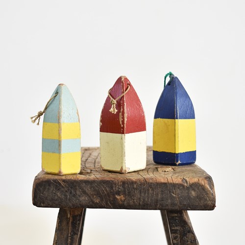 Set Of 3 Traditional Mini Wooden Buoys