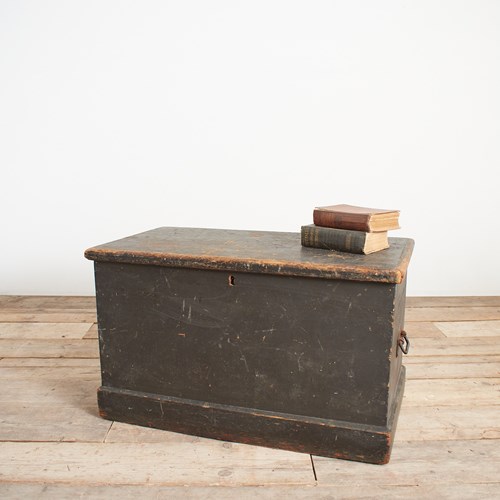 Antique Victorian Painted Wooden Blanket Box Trunk