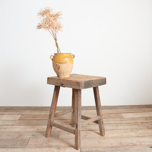 Small Antique Elm Lamp Side Table