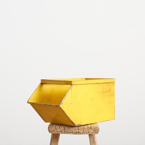 Vintage Yellow Metal Stacking Crate – Medium