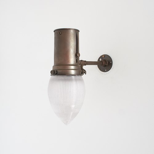 Pair Of Antique Decorative Acorn Holophane Brass Wall Lights