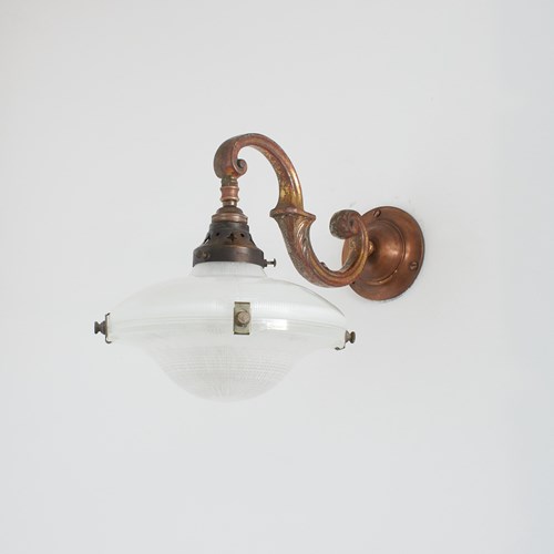 Antique 8″ Holophane Ripple-Lite Church Wall Light -A