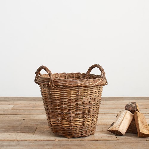 Antique French Wicker Log Basket