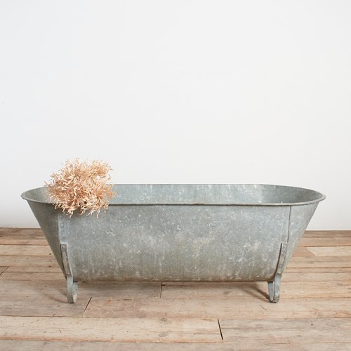 Large Vintage Galvanised Zinc Bath Trough Planter -BO