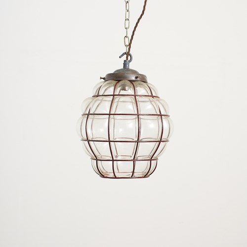 Antique Murano Style Cage Glass Pendant Light