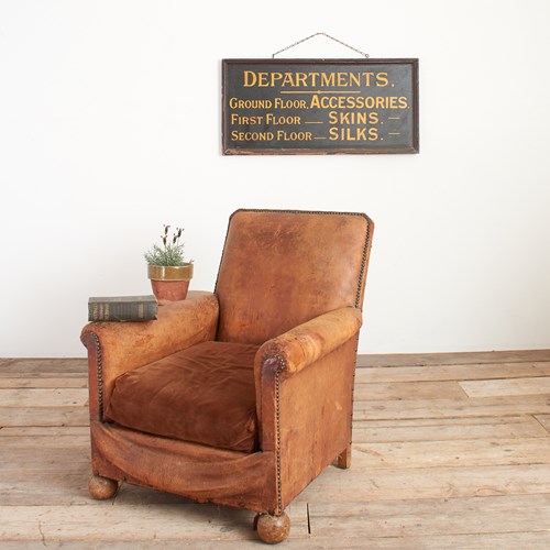Antique French Leather Club Chair