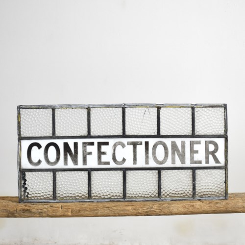 Antique Glass Shop Window Sign – Confectioner