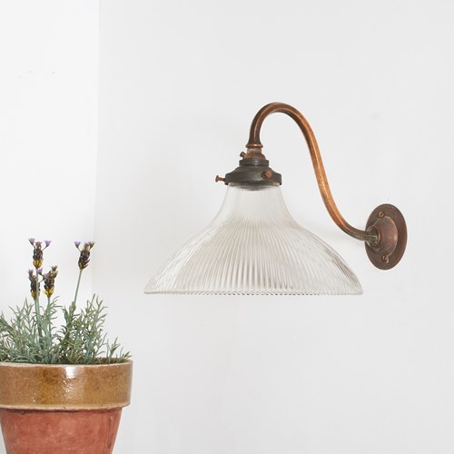 Antique Glass Holophane Wall Light – D
