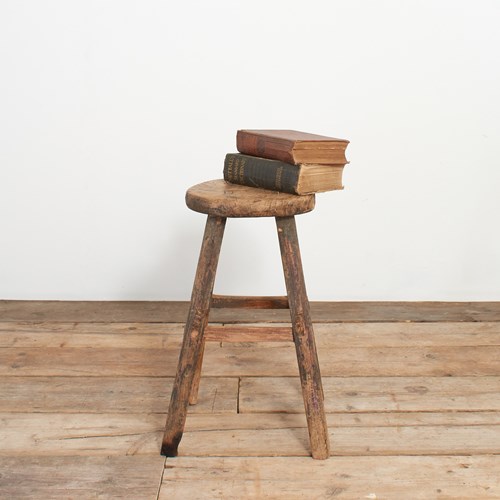 Antique Rustic Round Top Stool – R
