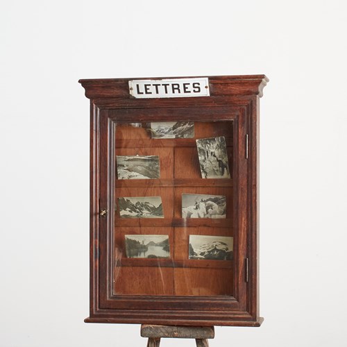 Antique French Wall Display Cabinet Noticeboard