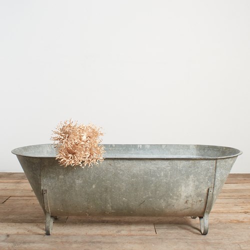 Large Vintage Galvanised Zinc Bath Trough Planter -BK