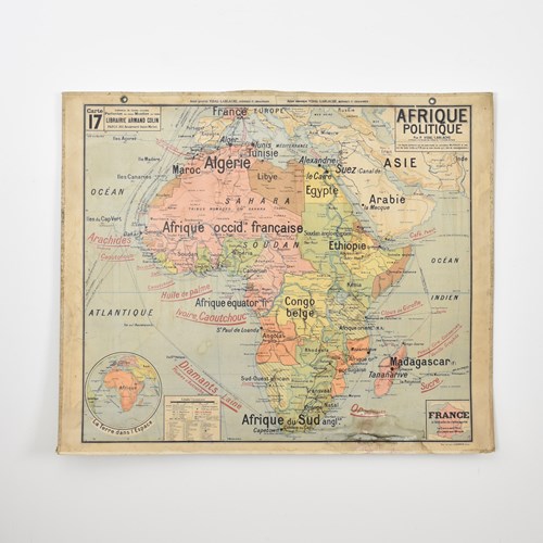 French Vintage Wall Map Vidal Lablache 17 – Africa