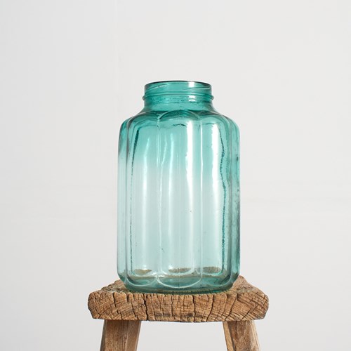 Ribbed Hungarian Vintage Storage Jar Vase – Clear