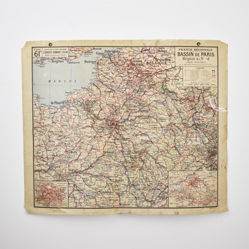 French Vintage Wall Map Vidal Lablache 61 – Paris Basin