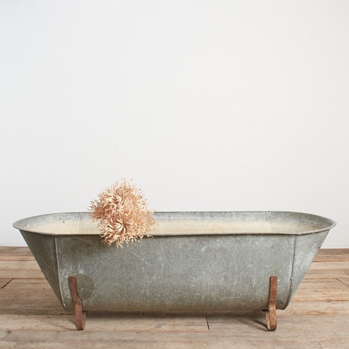 Large Vintage Galvanised Zinc Bath Trough Planter -BM