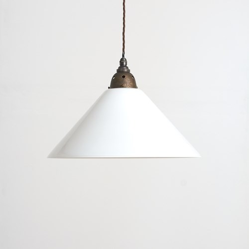Large French Coolie Milk Glass Pendant Light – A