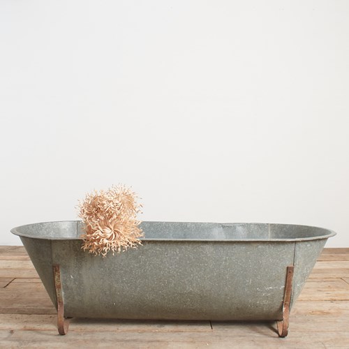 Large Vintage Galvanised Zinc Bath Trough Planter -BN