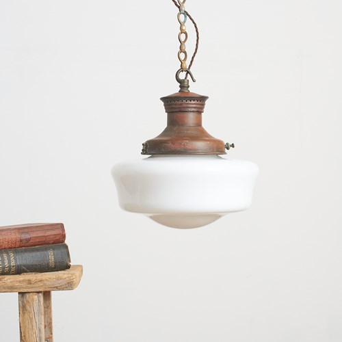 Antique Church Opaline Glass Pendant Light By Maxlume – D