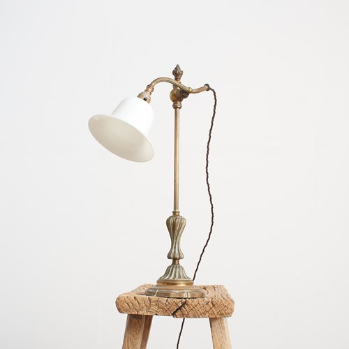 French Antique Brass Rise And Fall Pump Desk Lamp