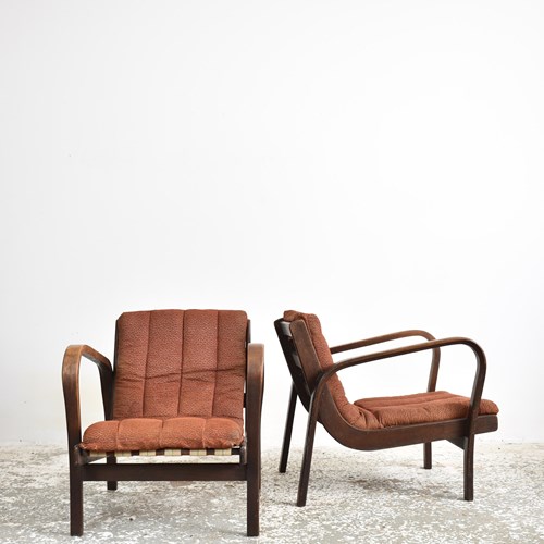 Pair Of Mid-Century Halabala Style Lounge Chairs