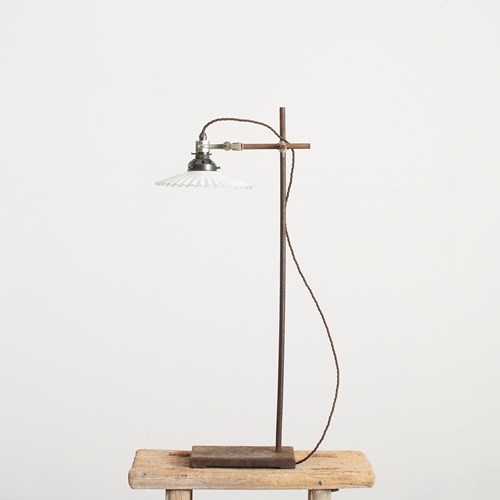 Antique French Coolie Lab Stand Desk Lamp – C
