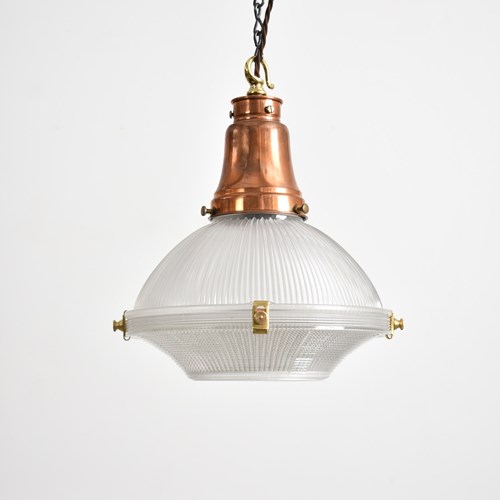 Antique Holophane 2 Part Reflector Pendant Light – A