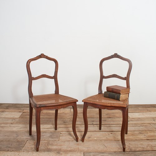 Pair Of Antique French Cane Bedroom Chairs