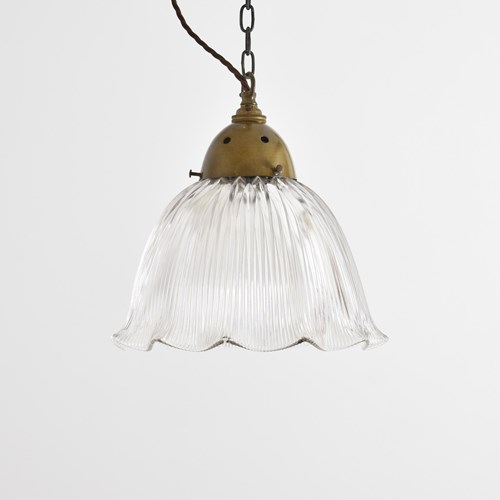 Antique Reclaimed Holophane Glass Pendant Light – L