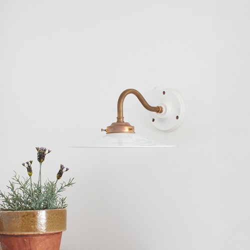 Antique French Coolie Milk Glass Wall Light -L