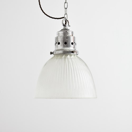 Antique Reclaimed Holophane Glass Pendant Light – M
