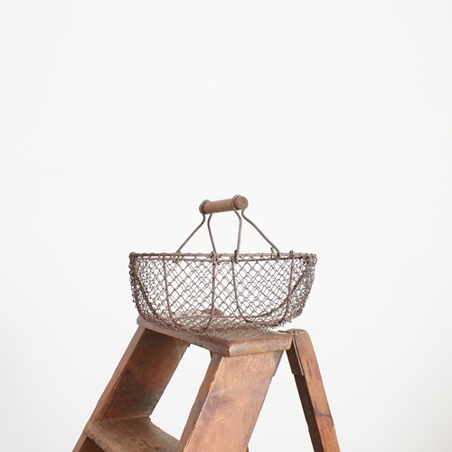 Small Vintage Wire Mesh Garden Basket
