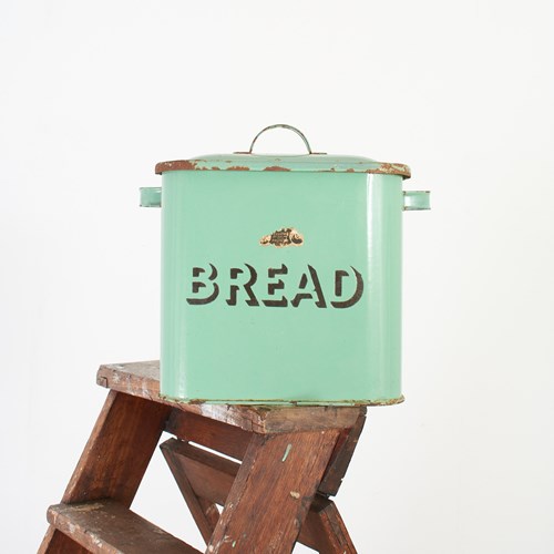 Antique Green Enamel Bread Bin – I