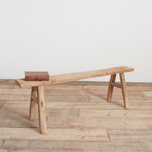 Antique Reclaimed Rustic Wooden Hallway Pig Bench -DE