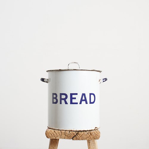 Antique White Enamel Bread Bin – F