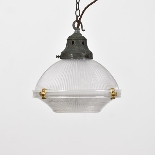 Antique Holophane 2 Part Reflector Pendant Light – B