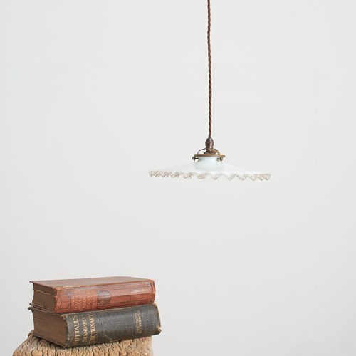 Antique French Coolie Milk Glass Pendant Light – E