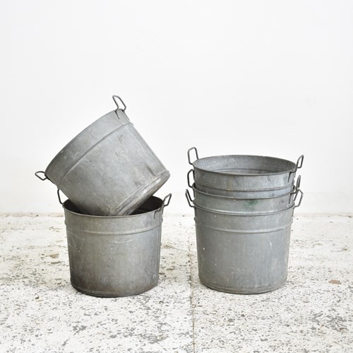 Vintage Galvanised Zinc Bucket Garden Planter – Large – Thin Handle