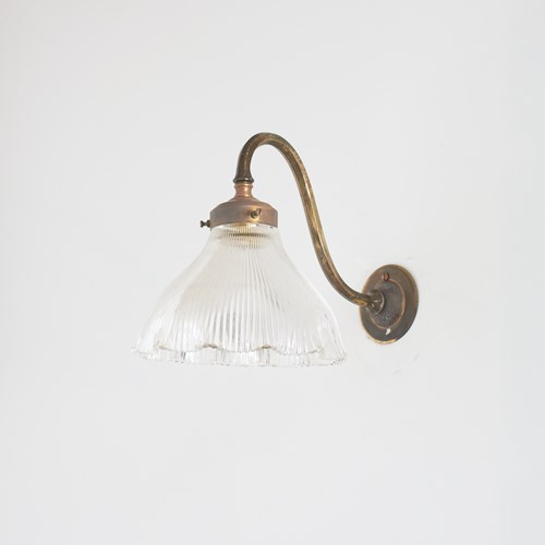 Antique Reclaimed Glass Holophane Wall Light – J