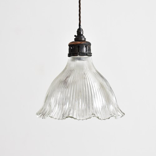 Antique Glass Holophane Pendant Light – D