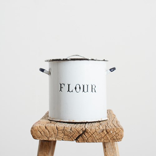 Antique White Enamel Flour Bin – G